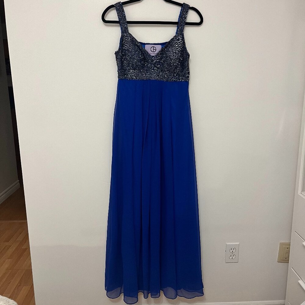 JS Collections Blue Sequined Prom Dress